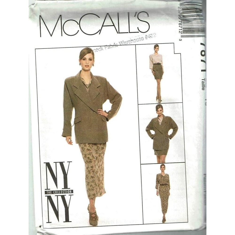 McCall's Sewing Pattern Misses Size 10 Jacket Blouse Skirt 7871 Vintage 1995